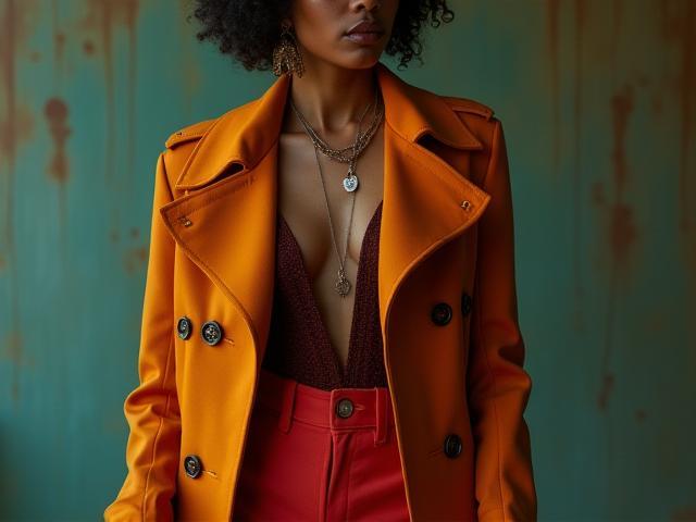 Fashion model in stylish clothing posing confidently for an editorial shoot