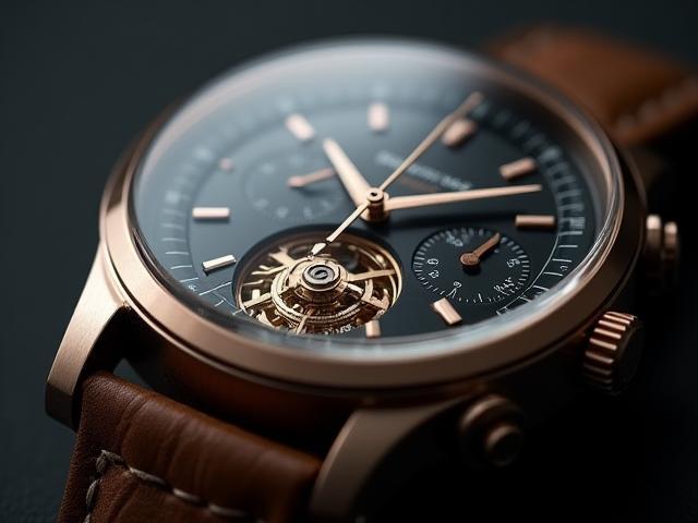 High-end watch photographed for a catalog, showing intricate details